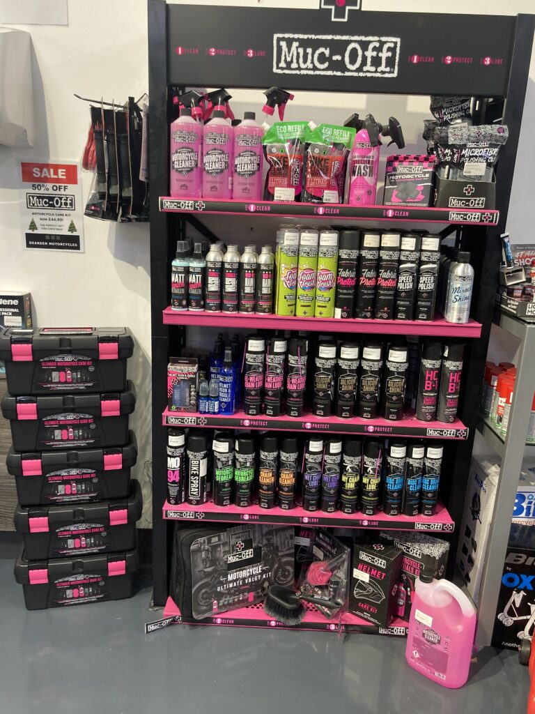 Muc-off products stand